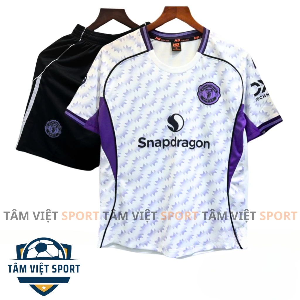 Quần Áo Bóng Đá, Đồ Đá Banh MU Trắng Tím 2025 - 2026 Thun Mè Cao Cấp