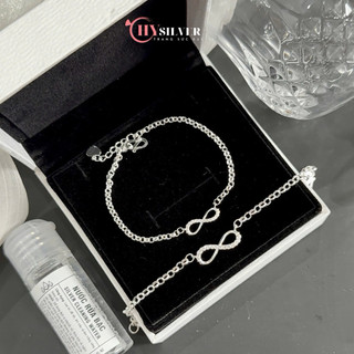   Tặng nước rửa bạc  Lắc tay đôi bạc nam nữ CHY SILVER vô cực họng mo bền đẹp bạc thật 
