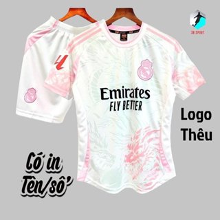 [Có in tên số]Quần Áo Bóng Đá, Đồ Đá Banh Real Madrid hồng rồng 2024/25 Mè hàn Cao Cấp, không nhăn xù