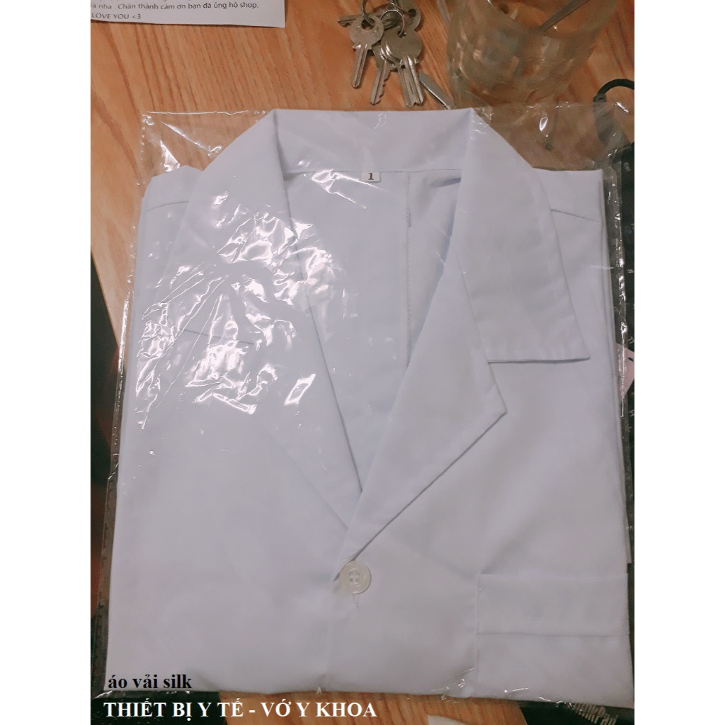 Áo Blouse, blu, dược sĩ, y tá, kỹ thuật viên, spa tay ngắn thân ngắn nam/nữ