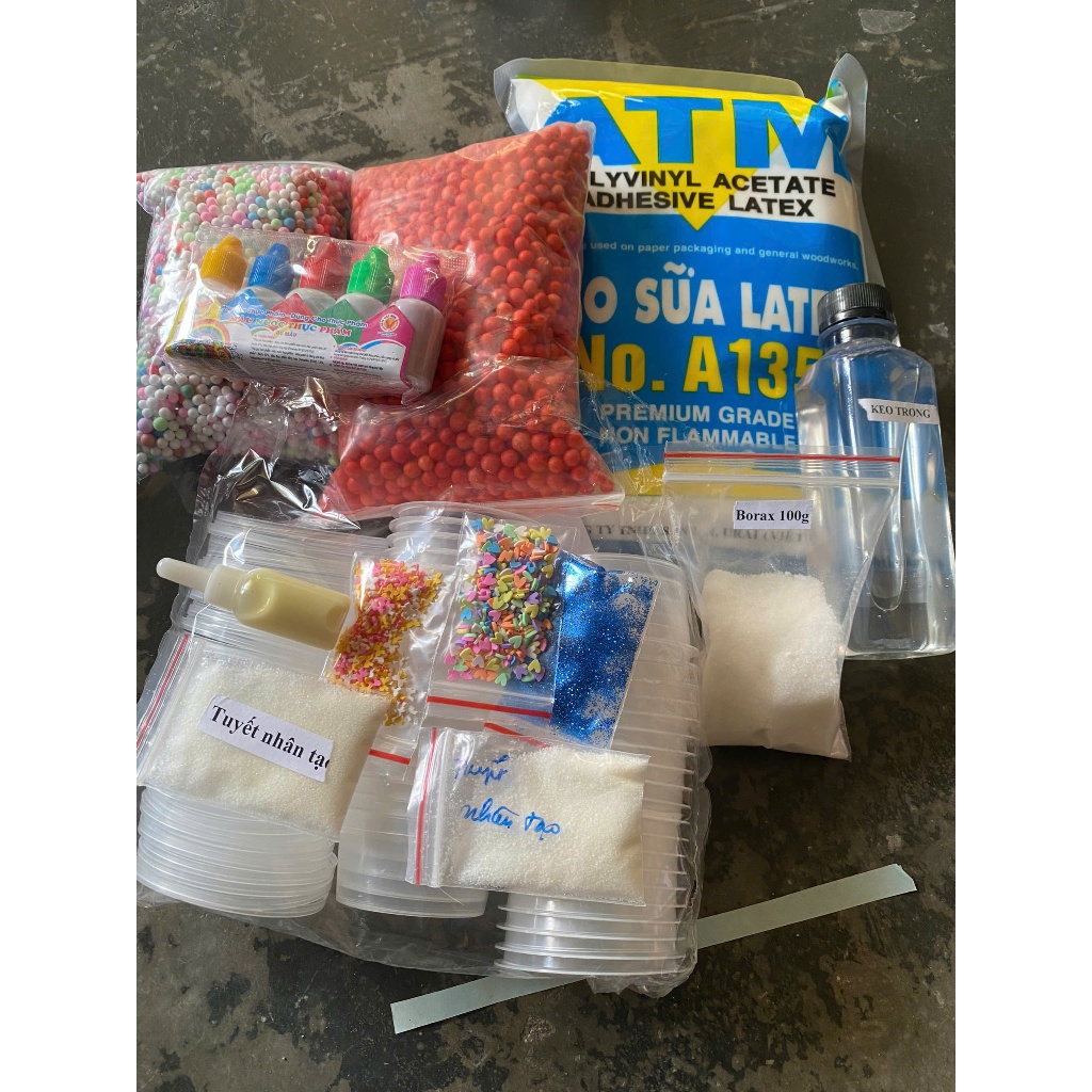 Combo nguyen liệu làm slime đầy đủ 200k