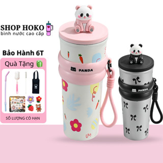 Ly giữ nhiệt Panda 700ml inox 304 cốc giữ nhiệt nóng lạnh ShopHoKo có ống hút quai xách tiện lợi