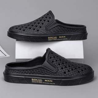 Giày nam mùa hè công sở trang trọng kiểu Anh giản dị đa năng màu đen chất liệu EVA giày mũi tròn hợp thời trang 660-3