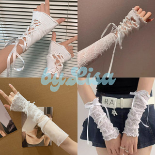  Găng tay đan dây phong cách JK Cosplay Ống tay Len hở ngón kiểu dáng Punk Gothic by.Lisa 