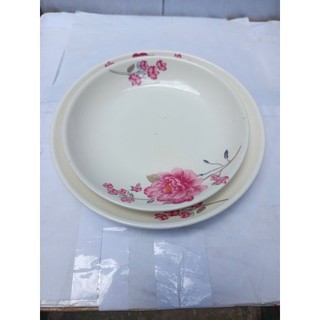 dĩa sứ hoa hồng 061, dĩa sứ trắng nhiều size 15cm, 17.5cm, 20.5cm, 22.5cm - Mua 5c tặng 1c cùng size
