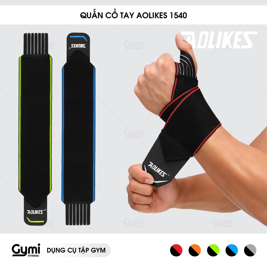 Băng Quấn Bảo Vệ Cổ Tay Aolikes A-1540 (1 Đôi) - Dây Quấn Xỏ Ngón Tập Gym Đàn Hồi
