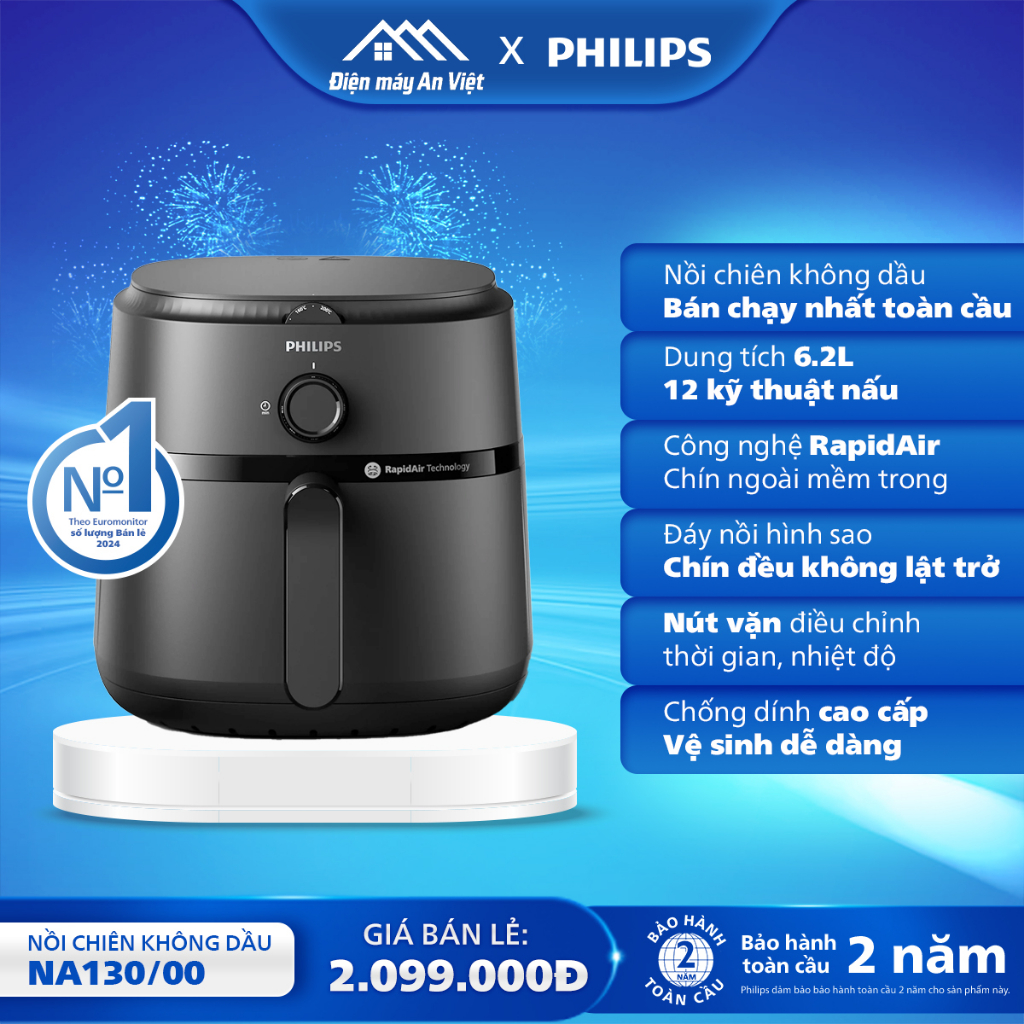 Nồi Chiên Không Dầu Philips 6.2 lít NA130/00 chính hãng
