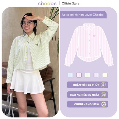 Áo sơ mi boxy nữ Lovie Choobe dài tay kẻ sọc form suông rộng unisex nam nữ Oxford trẻ trung ASM15