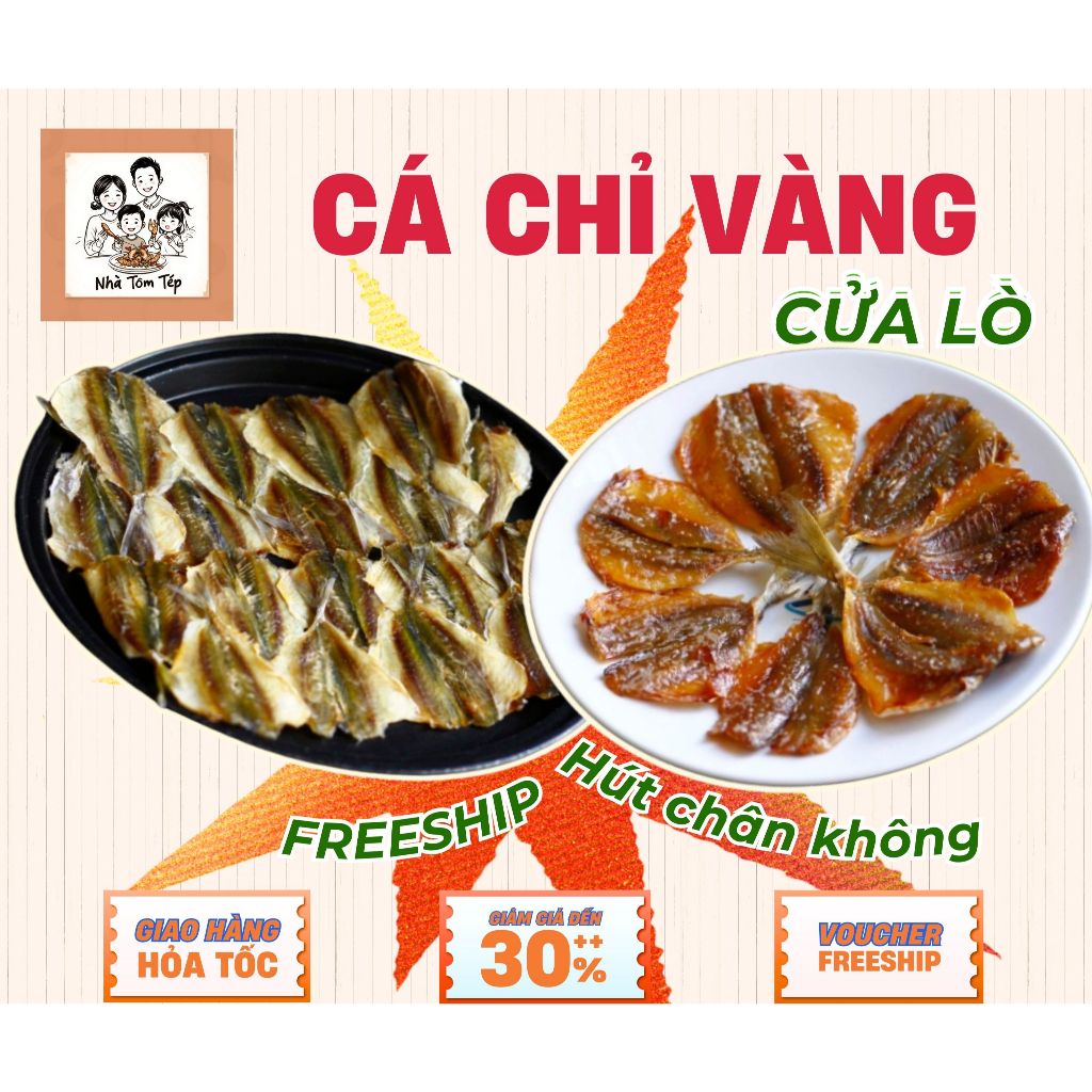 Cá Chỉ Vàng, Cá Chỉ Vàng khô loại 1, HÚT CHÂN KHÔNG, đặc sản Cửa Lò - Nhà Tôm Tép