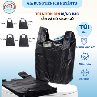 Túi nilon đen đựng rác - Túi đen đóng hàng bền, dủ kích cỡ phù hợp cho gia đình, nhà hàng, công ty