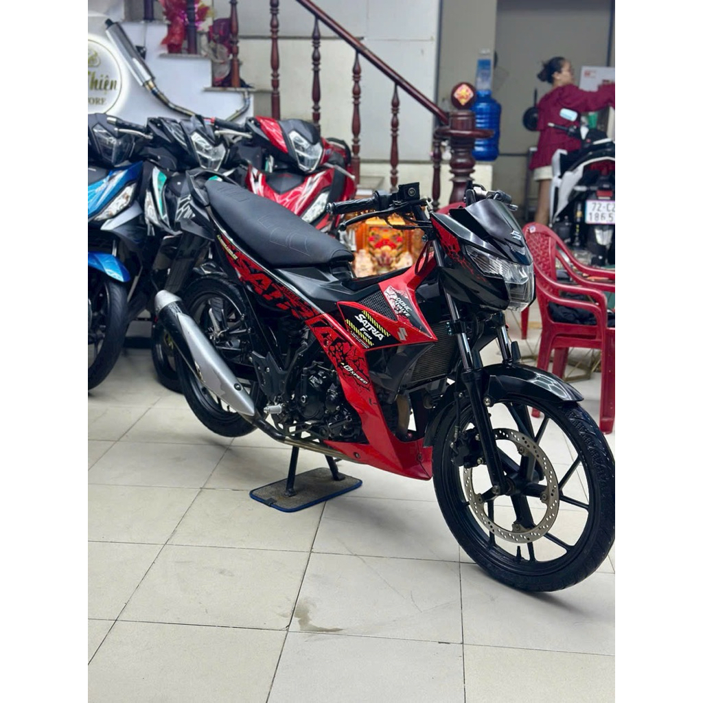 Tem Rời Satria Đỏ Đen Mẫu zin Chất Liệu Đecal Cao Cấp 3 Lớp Thay Thế Tem Zin Đã Cũ