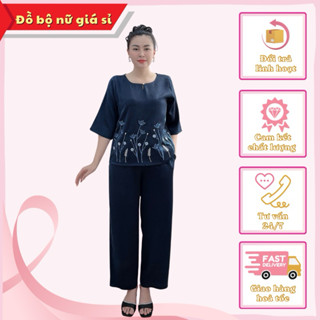  Đồ bộ trung niên lụa Ruby cao cấp quần dài đủ size thiết kế thanh lịch chất lụa mềm mát thoải mái 