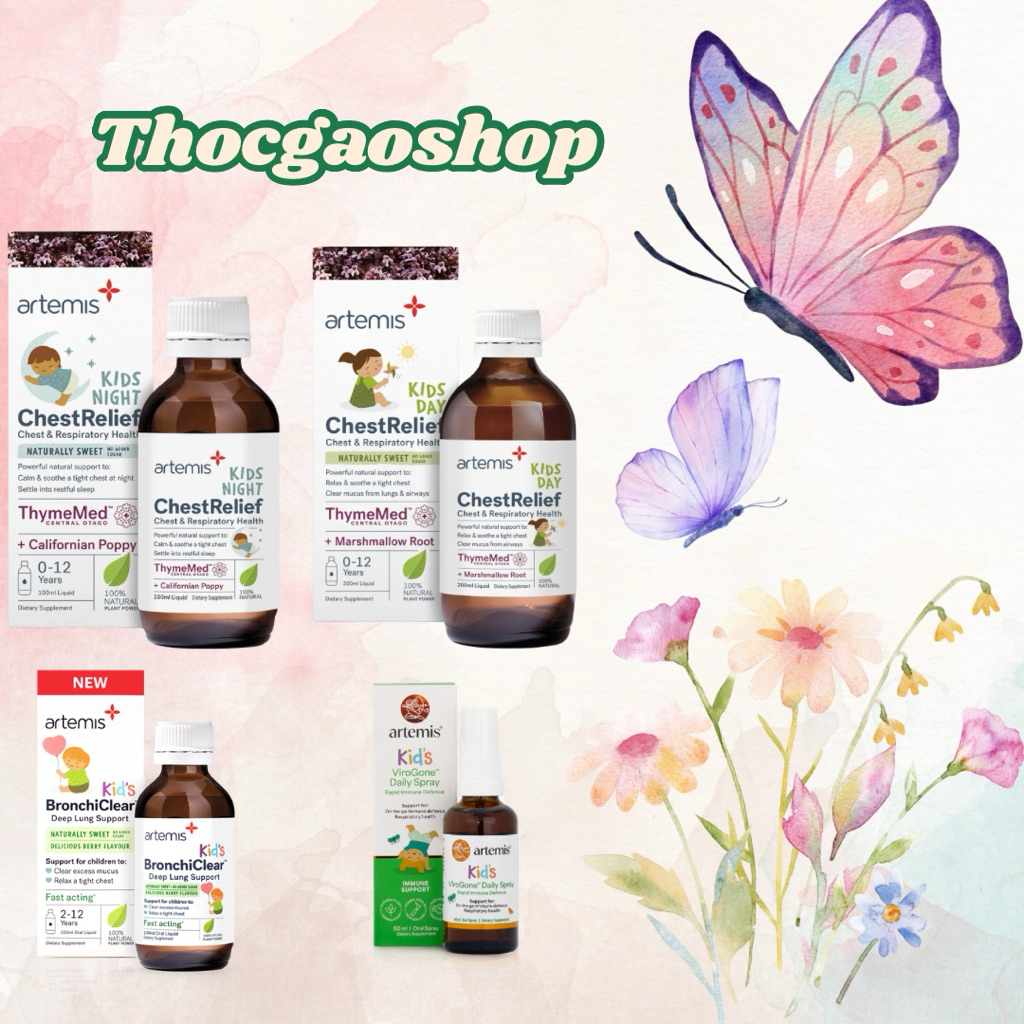 (Thóc Gạo Shop 89) Siro ho Artemis Chest relief ho ngày và đêm/Bronchi clear và tăng đề kháng cho bé