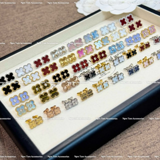 Khuyên tai titan cỏ bốn lá không han gỉ, bông tai nữ cao cấp siêu hot