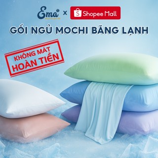 Gối ngủ Mochi băng lạnh EMA 45x65cm, ruột gối nằm lông vũ Microfiber vỏ băng lạnh siêu mát