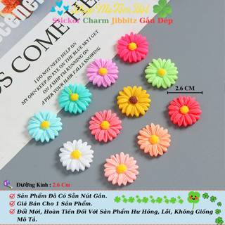 Hoa Cúc Phụ Kiện Trang Trí Dép Cross Sticker Jibbitz Charm DIY 3D Gắn Dép Sục Crocs Có Sẵn Nút Gắn