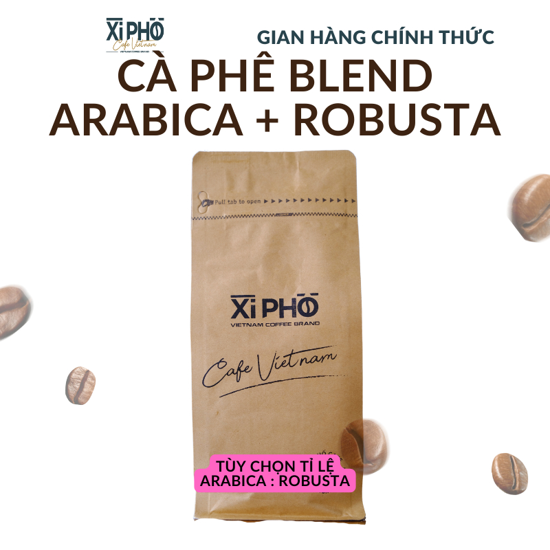 Cà phê Blend Robusta + Arabica XÌ PHỐ CAFE pha phin, pha máy, rang mộc, đậm vị, cà phê đặc sản