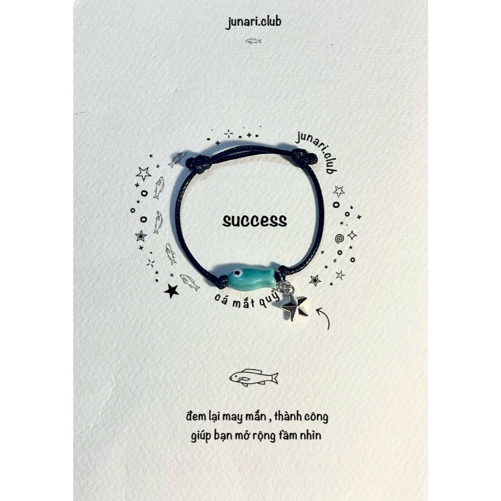 Vòng tay dây sáp hình con cá, dây màu đen, chỉ có charm cá siêu xinh - Junari Club | BigBuy360 - bigbuy360.vn