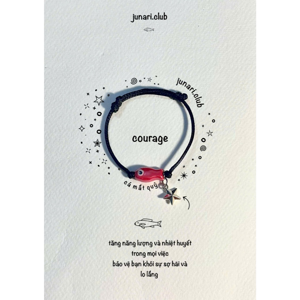 Vòng tay dây sáp hình con cá, dây màu đen, chỉ có charm cá siêu xinh - Junari Club | BigBuy360 - bigbuy360.vn