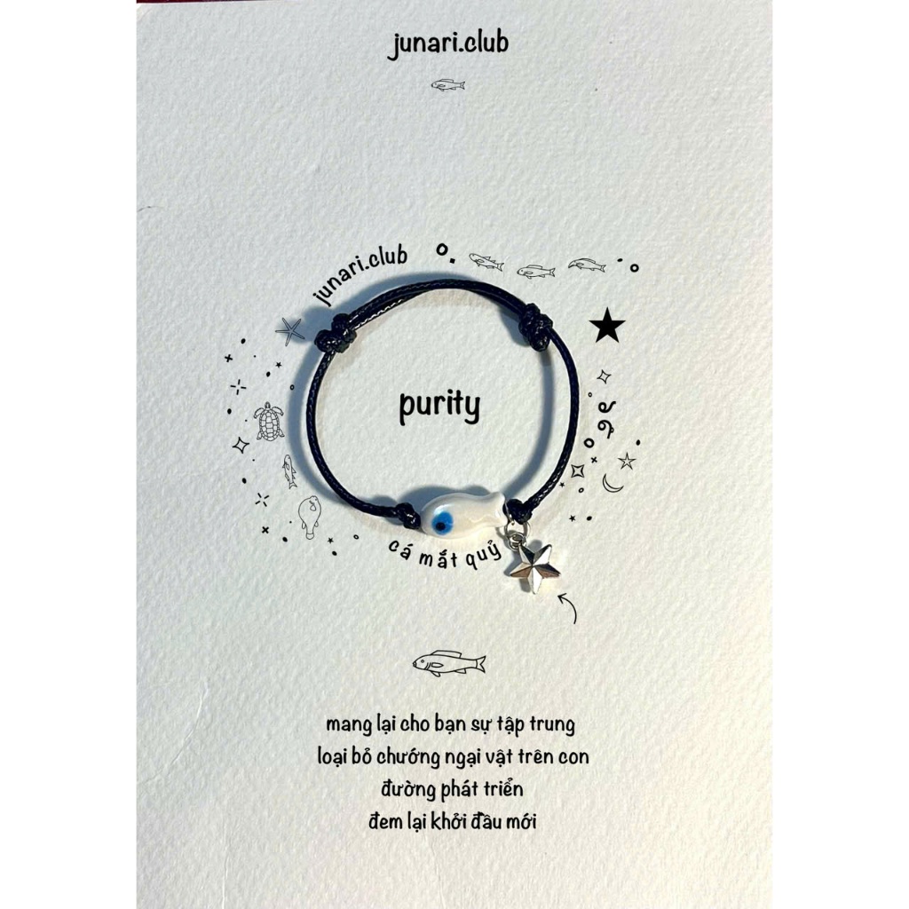 Vòng tay dây sáp hình con cá, dây màu đen, chỉ có charm cá siêu xinh - Junari Club | BigBuy360 - bigbuy360.vn