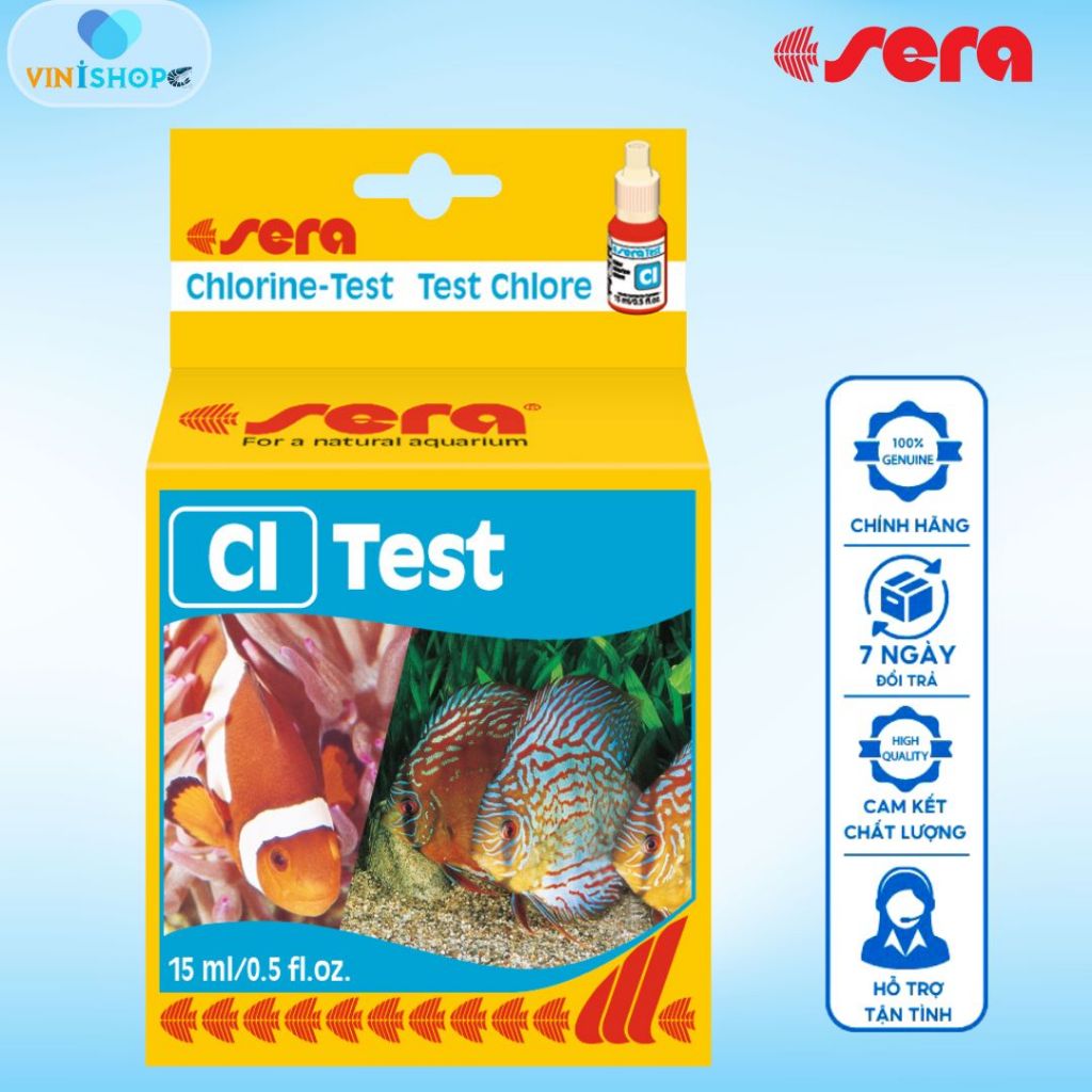 Test Kit Sera, Test CL Sera kiểm tra hàm lượng chlorine nước ao nuôi, hồ cá cảnh, bể thủy sinh