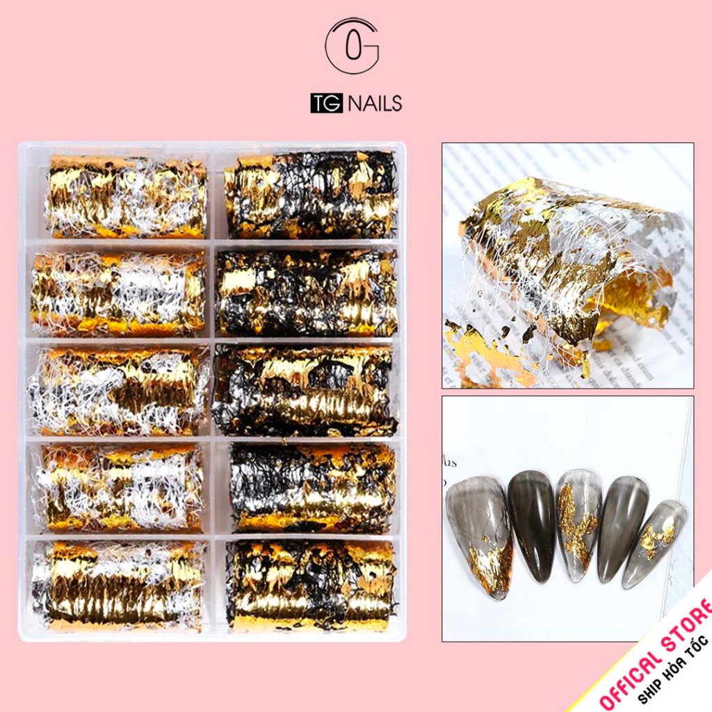 Set foil dán móng, foil nail trang trí móng