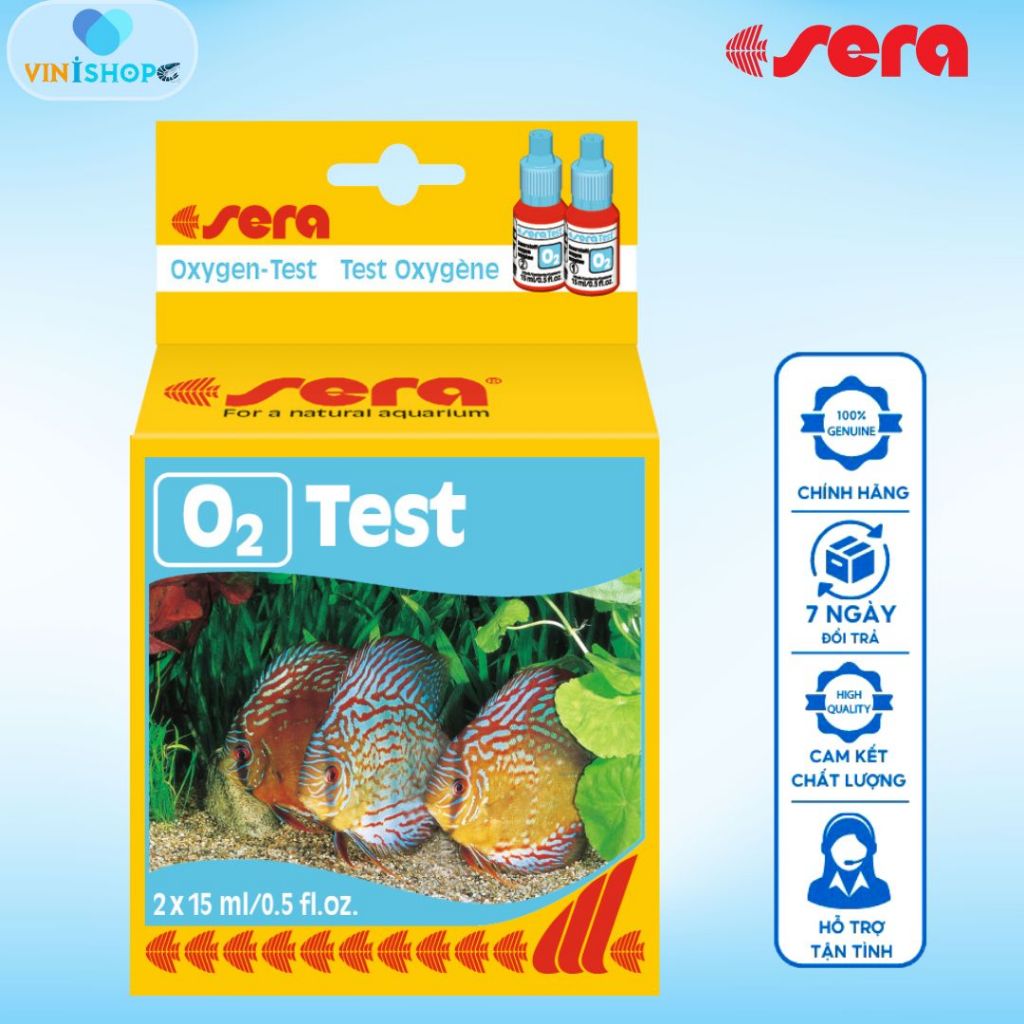 Test kit Sera, bộ Test O2 Sera Kiểm Tra Oxy Trong Nước ao nuôi,  test nước hồ cá cảnh, bể thủy sinh