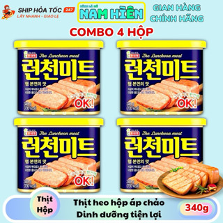 Combo 4 Hộp Thịt Heo Áp Chảo Luncheon Meat Hàn Quốc Xanh - Hộp 340g