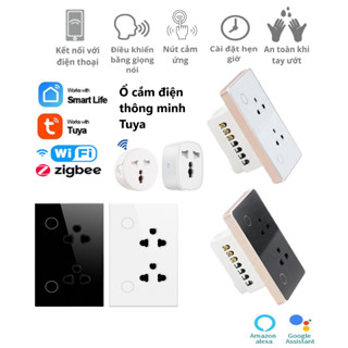 Ổ Cắm Điện Thông minh Wifi / Zigbee Tuya / ko App  Hình Chữ nhật / Vuông - Không viền / Viền Vàng