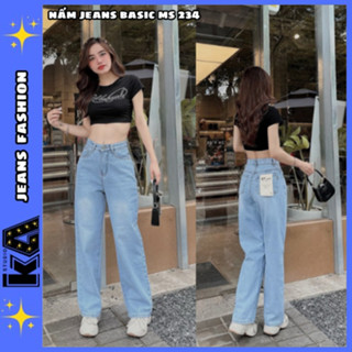 ( Nấm Lùn Siêu Xinh ) Quần Jeans Suông Basic Nữ Lưng Cao Chất Jeans Bò Mềm MỊn Dài 95cm MS 234,235