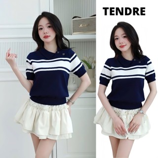  Áo len ngắn tay phối sọc xanh trắng Basic mà vẫn nổi bật - Áo len dệt kim Hàn Quốc form chuẩn phối sọc trẻ trung M19 