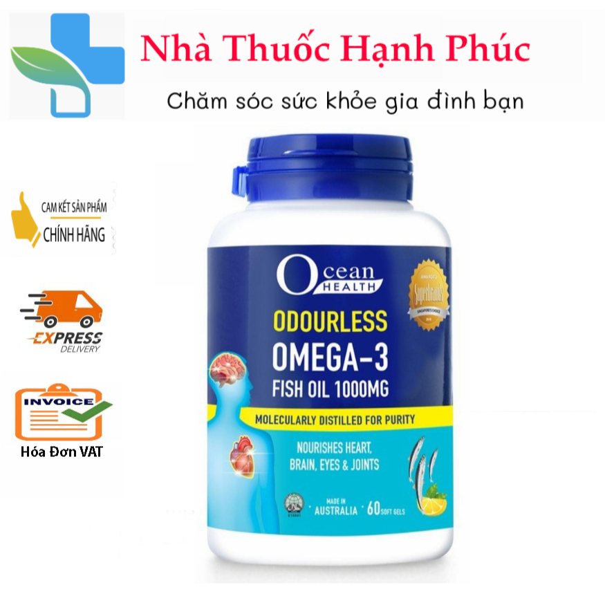 Viên dầu cá Ocean Health Omega-3 Fish Oil 1000mg chai 60 viên - Newzealand