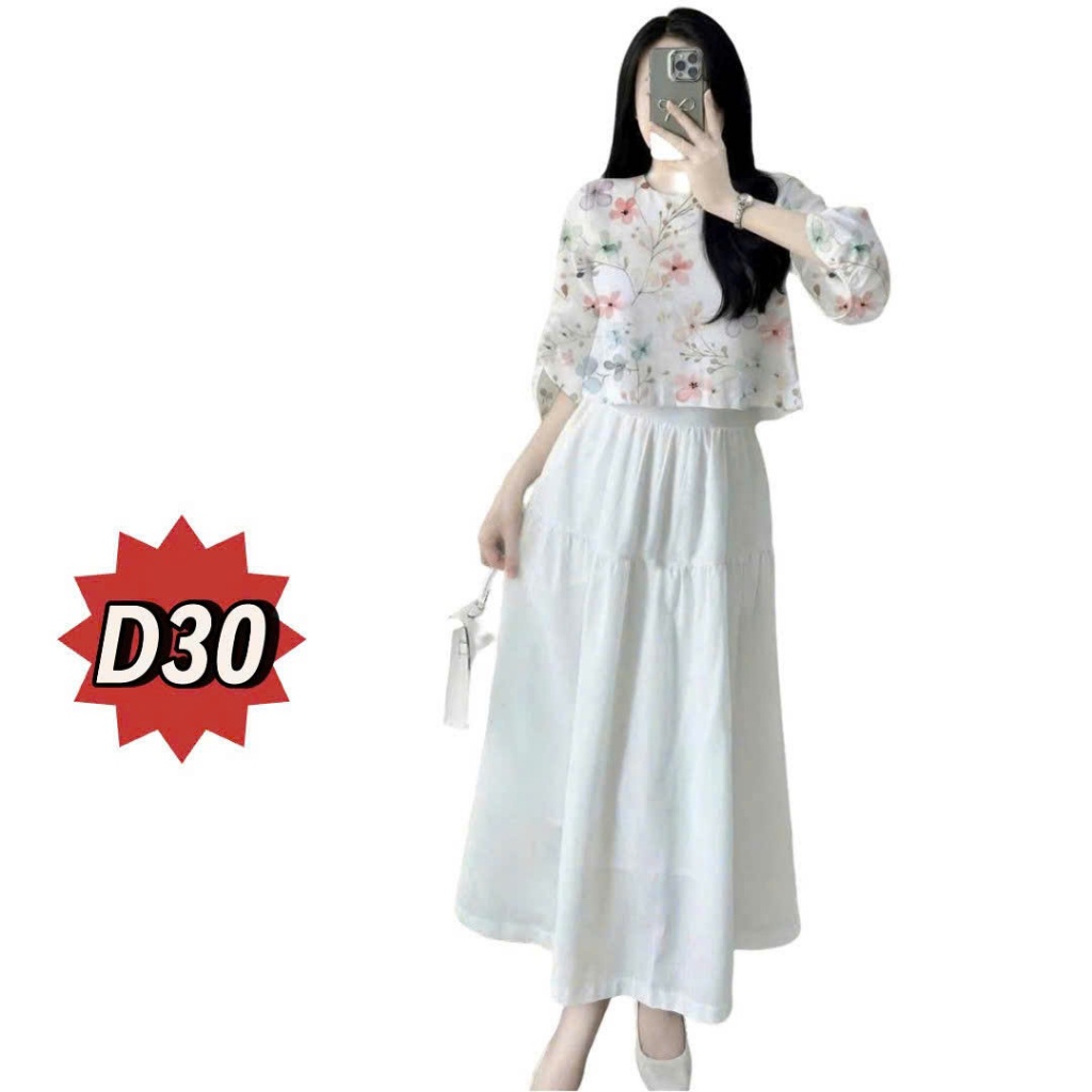 Bộ Đầm Nữ Trung Niên che bụng to, chất liệu linen cao cấp - Đủ size