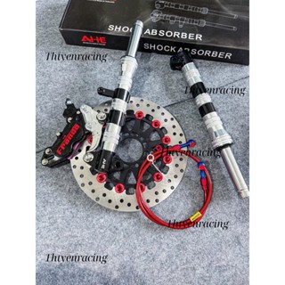  Combo xe Sirius 5 món  Phuộc phay hạ sẵn 5cm + heo Fando 4pis đen + đĩa gắn mâm 4 lỗ + dây dầu morin + pát Cnc 