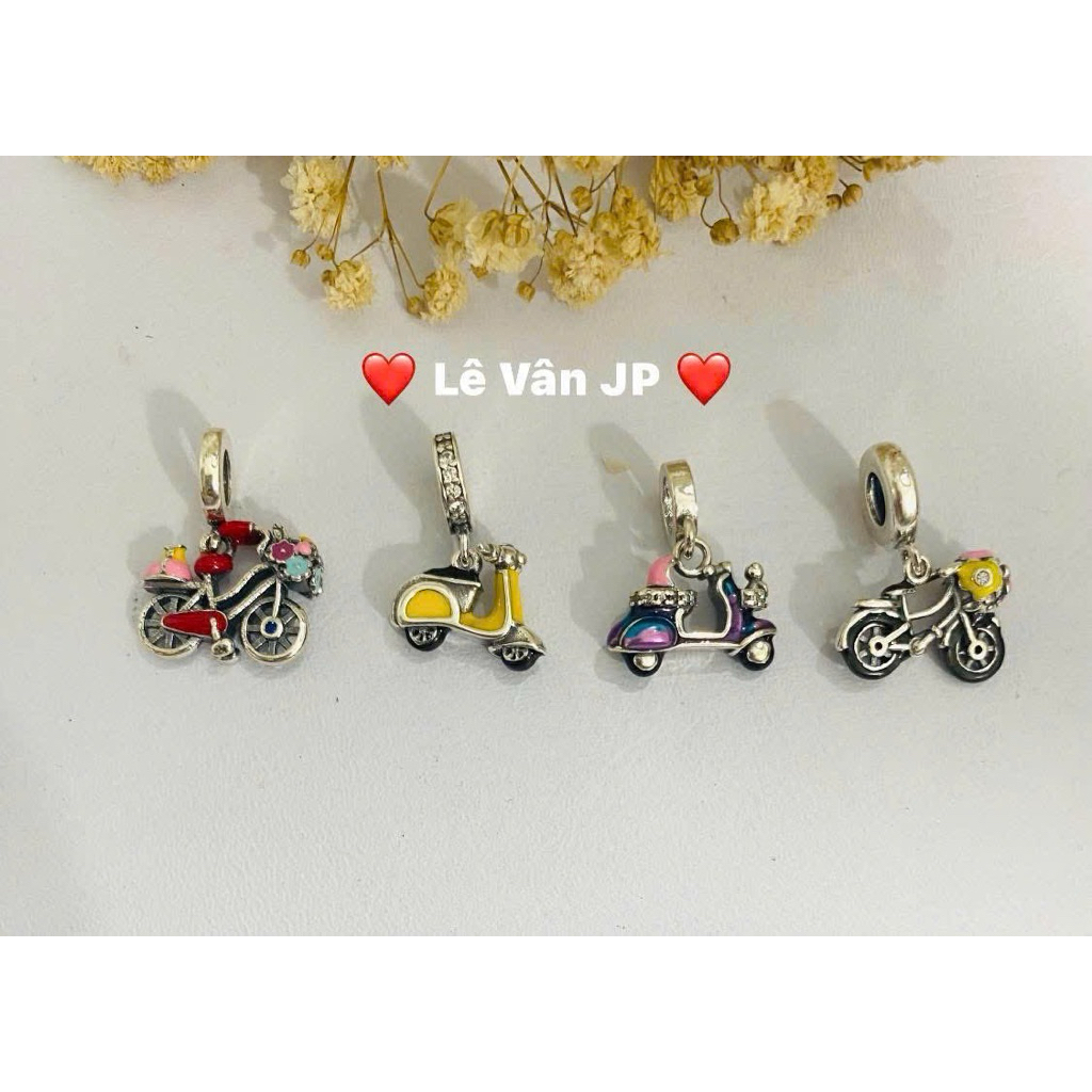 Charm bạc S925, Charm Xe Hoa, Charm phối lắc vòng Pandora