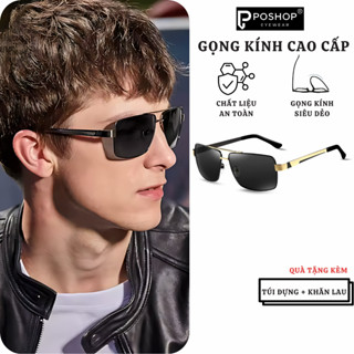 Kính Mát Nam Vuông POSHOP 8712 kính râm gọng kim loại mắt phân cực chống chói lái xe ngày đêm uv400
