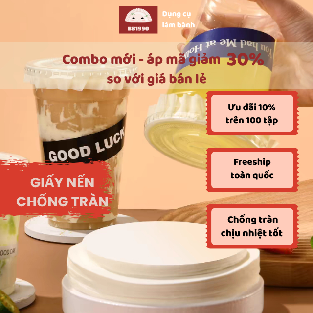 [500 tờ/1 tập]Giấy nến chống tràn lót cốc trà sữa, cốc cafe, cốc chè,cốc nhựa dùng 1 lần (ly nhựa dùng 1 lần)