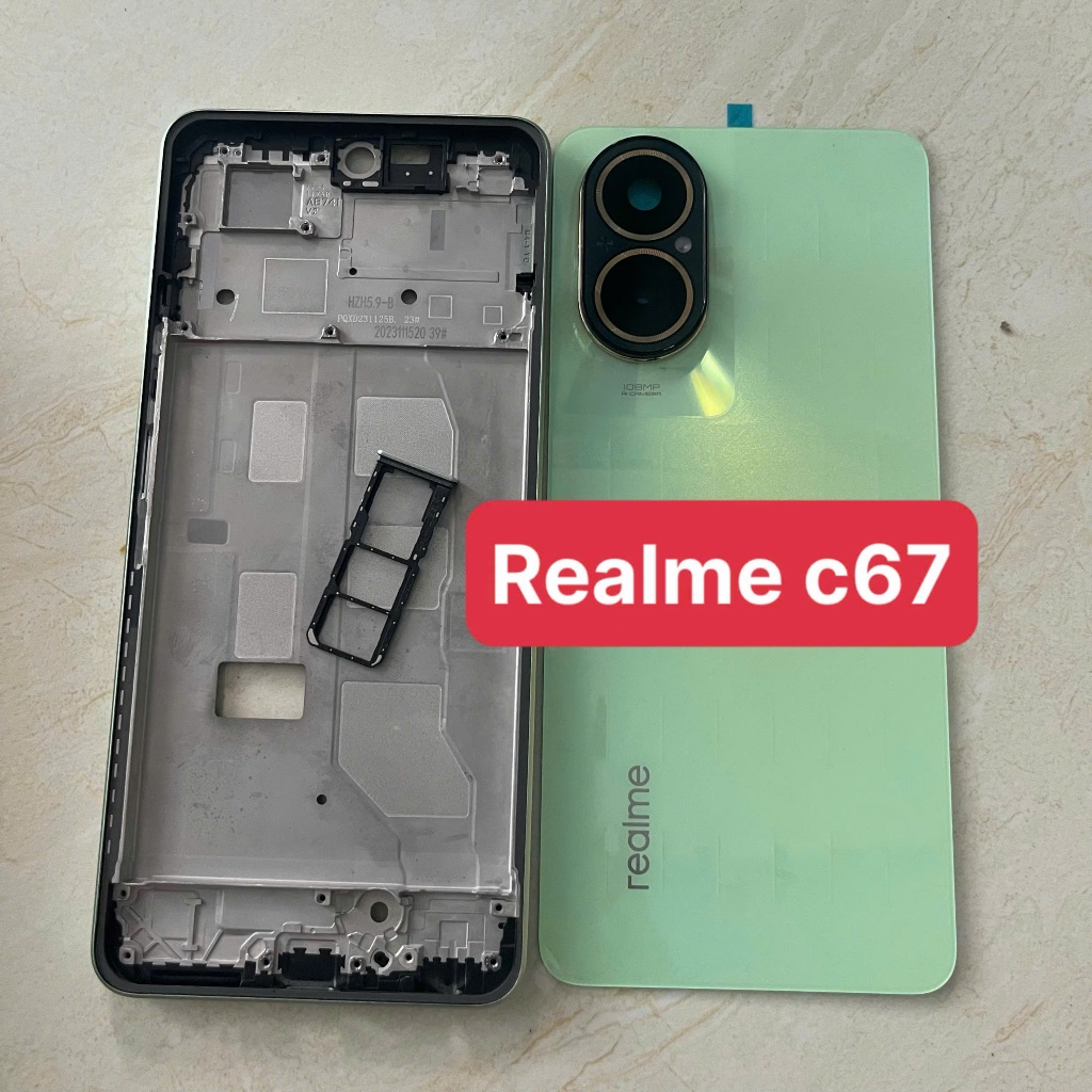 bộ vỏ realme C67 có kính cam và khe sim