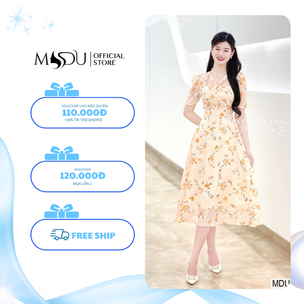 𝐙𝐢𝐧 𝐁𝐨𝐮𝐭𝐢𝐪𝐮𝐞 Váy Thiết Kế K66-D2-1 MDU2748 Họa Tiết Bắt Mắt Dáng Xòe Nhẹ Từ MDU