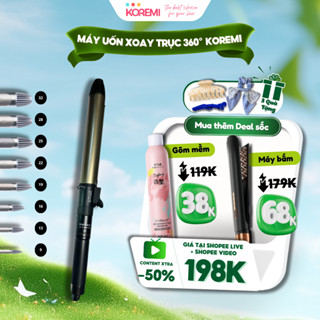 Máy uốn tóc xoăn Hàn Quốc Koremi tự xoay trục 360 độ, máy làm tóc xoăn lọn to, nhỏ Chuyên nghiệp cho Salon, BH 12 tháng