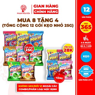 [MUA 8 TẶNG 4] Tổng cộng 12 Gói Nhỏ Kẹo Dẻo Thiên Thạch Mix 6 vị Từ Nước Ép Thật Popit 25g | Kẹo Dẻo