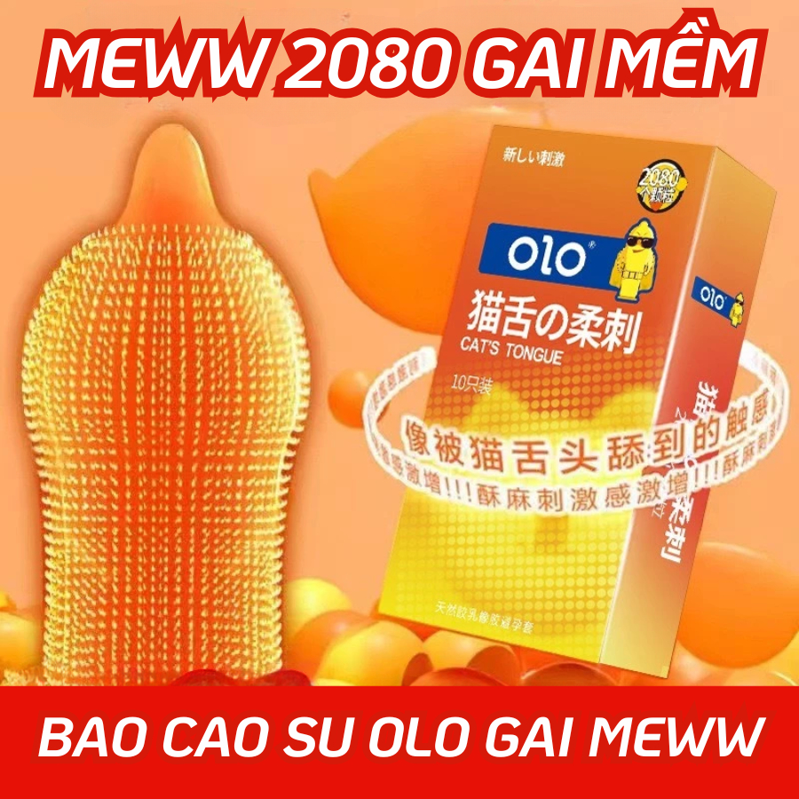 Bao cao su gai lưỡi mèo gai mềm lớn tăng khoái cảm tăng cảm giác - Hộp 10 cái