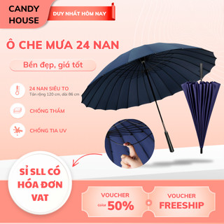 Ô Che Mưa Loại To 24 Nan, Dù Che Mưa, Cứng Cáp, Vải Chống Thấm Nước, Chống Tia Uv, Không Bị Lật