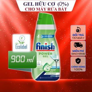 Gel Rửa Bát Hữu Cơ Finish Power Gel 900ml 0% - Gel Rửa Chén All in 1 Ecolabel EU Cho Máy Rửa Bát 