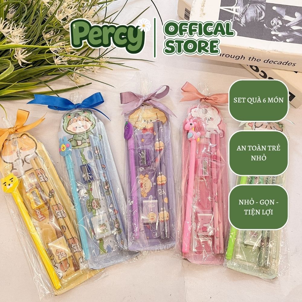 Set quà cuối kỳ I cho bé giá rẻ - set 6 món dụng cụ học tập - quà tặng học sinh - quà tết cho bé - đồ dùng học tập