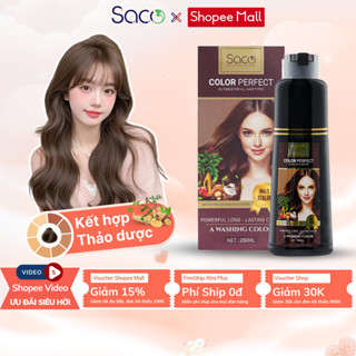 Dầu gội nhuộm tóc thảo mộc Saco, thành phần thiên nhiên không gây hư tổn, nhuộm tóc màu chỉ 15 phút