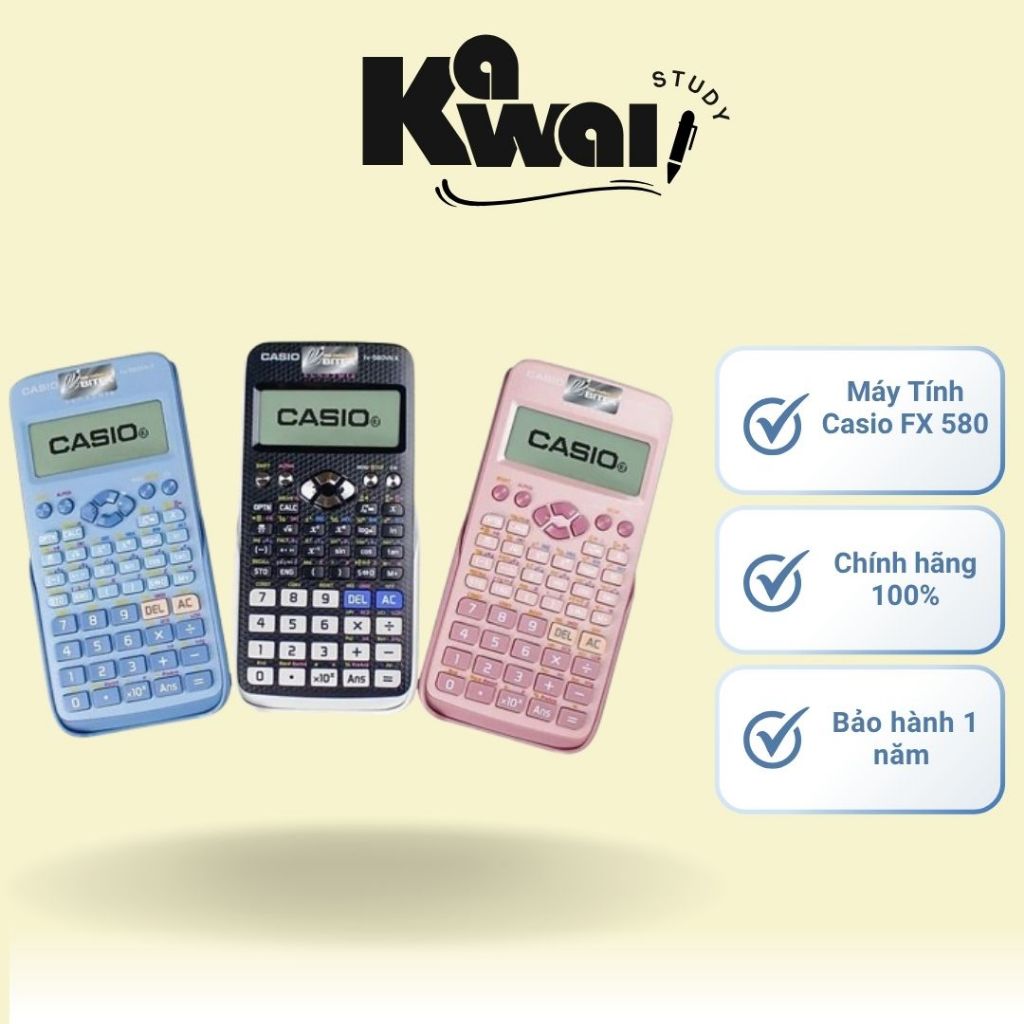 Máy Tính Casio FX 580, máy tính cầm tay học sinh cấp2,3 - Kawaii Study