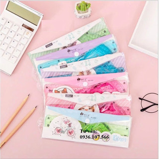 Bộ thước kẻ DẺO, Bộ eke DẺO 20cm, đo độ (thước bộ DẺO học sinh) [VPP GIÁ SỈ]
