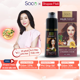 Dầu gội phủ bạc thảo dược chính hãng SACO, thành phần nhân sâm tự nhiên, nhuộm tóc đen sau 15 phút
