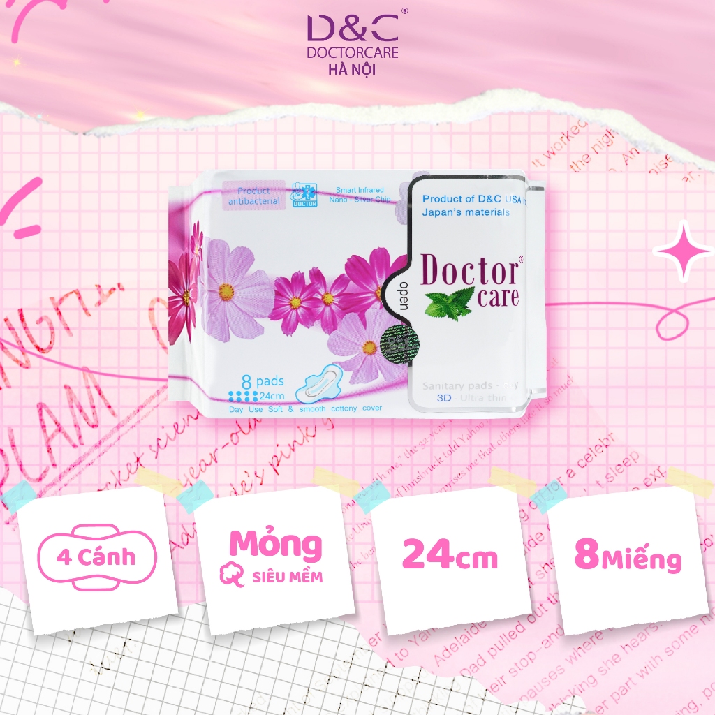 Băng vệ sinh thảo dược Doctor Care ban ngày gói 8 miếng 24cm siêu thấm hút D&C Doctor Care Hà Nội St